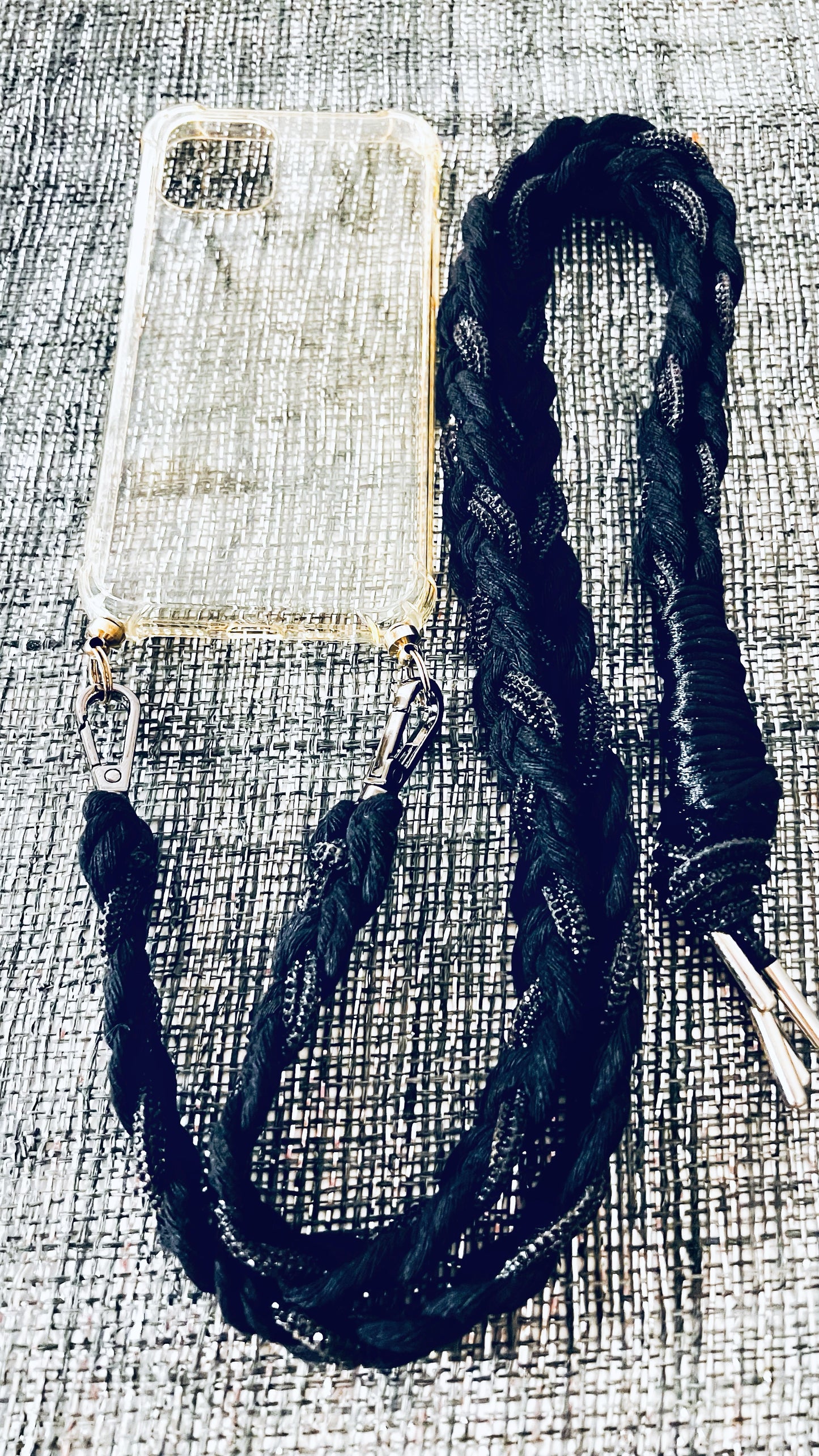 Makramee Glitzernde Handykordeln schwarz