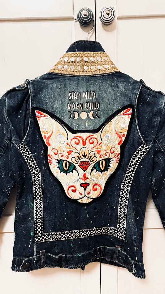 Boho Jeans Jacke kurz