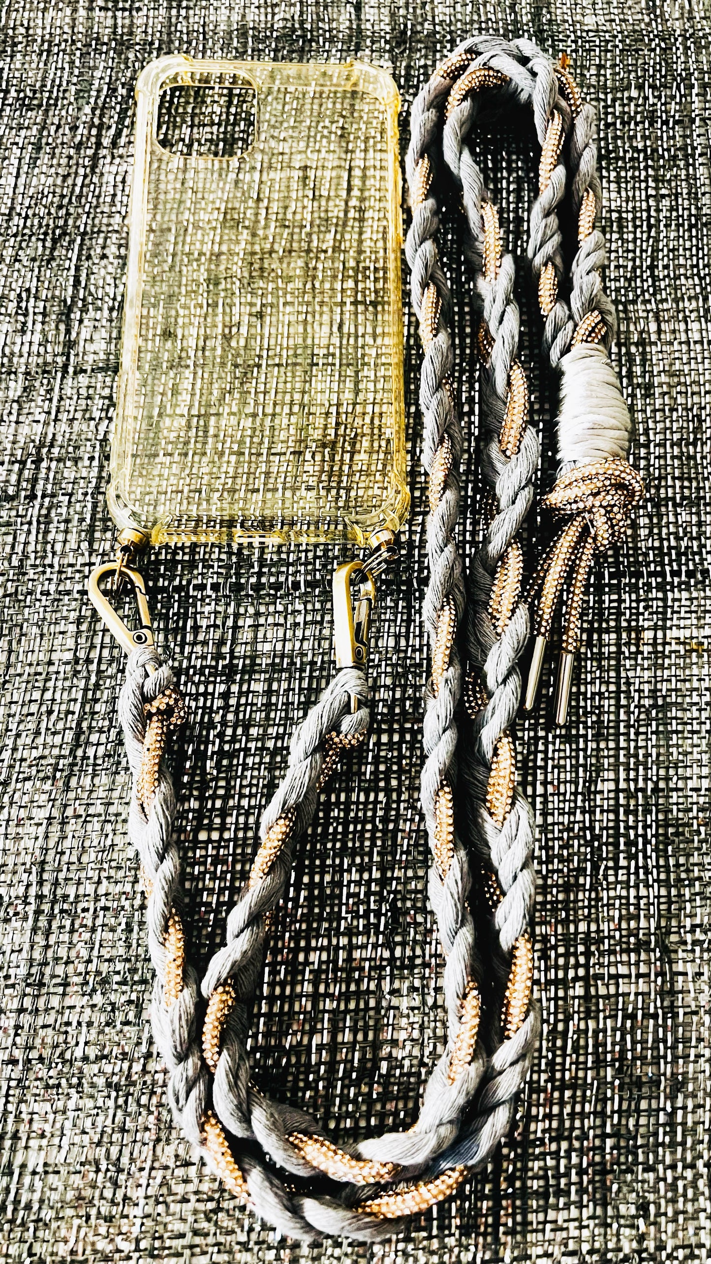 Makramee Glitzernde Handykordeln grau