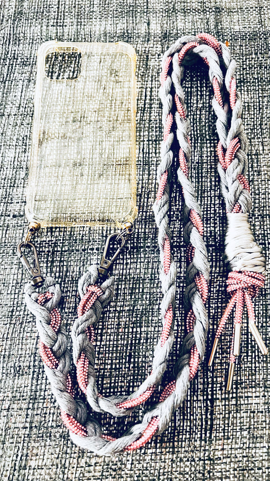 Makramee Glitzernde Handykordeln rosa