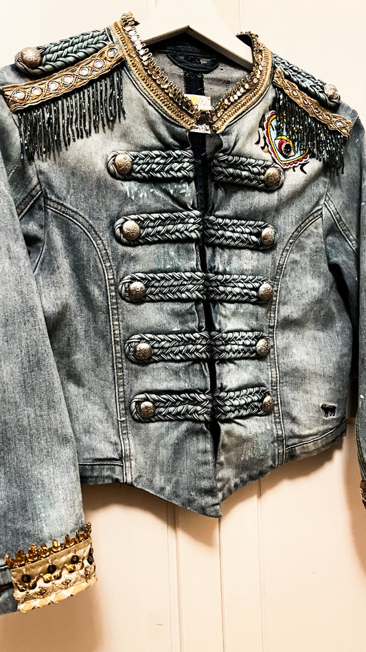 Boho Jeans Jacke kurz