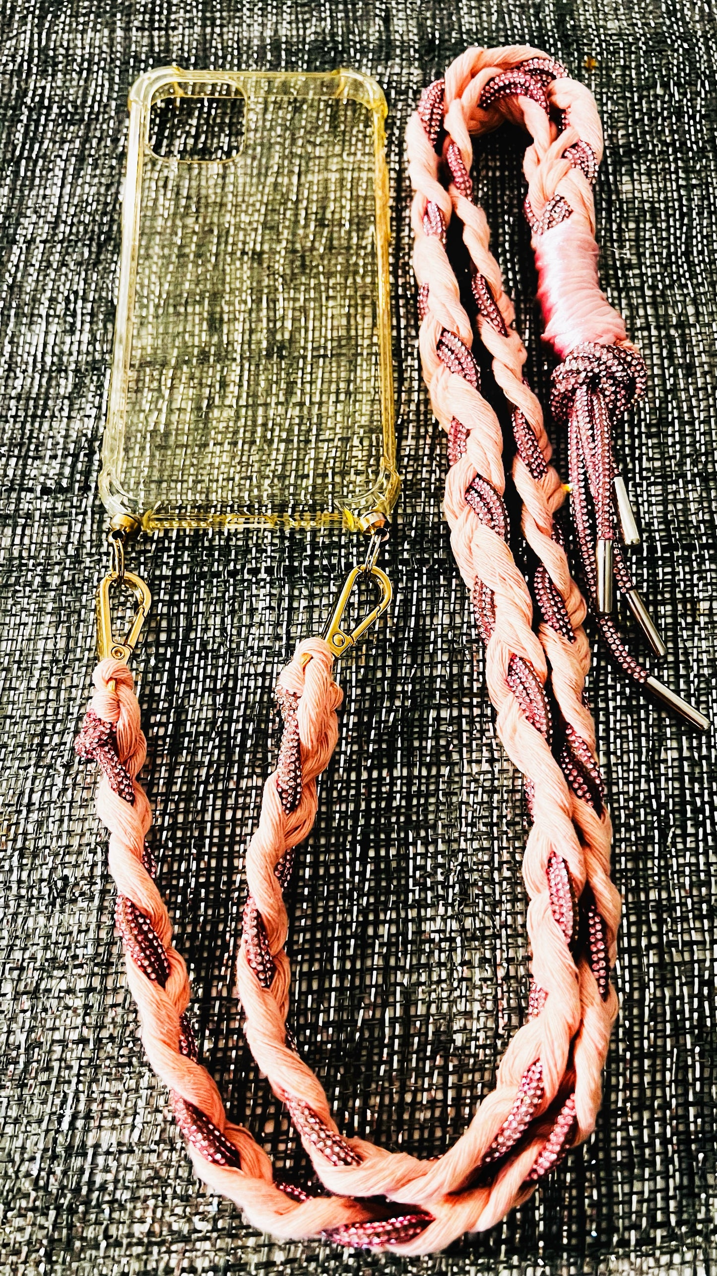 Makramee Glitzernde Handykordeln rosa