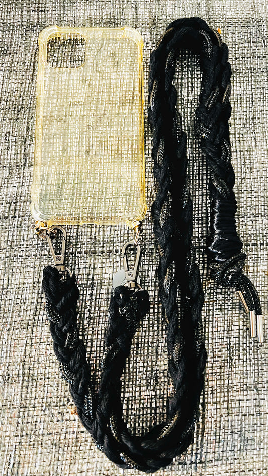 Makramee Glitzernde Handykordeln schwarz