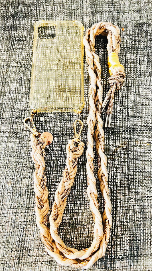 Makramee Glitzernde Handykordeln beige