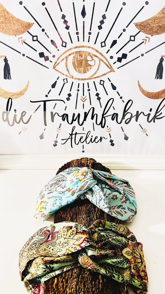 Indische Seiden Haarbänder Türkis