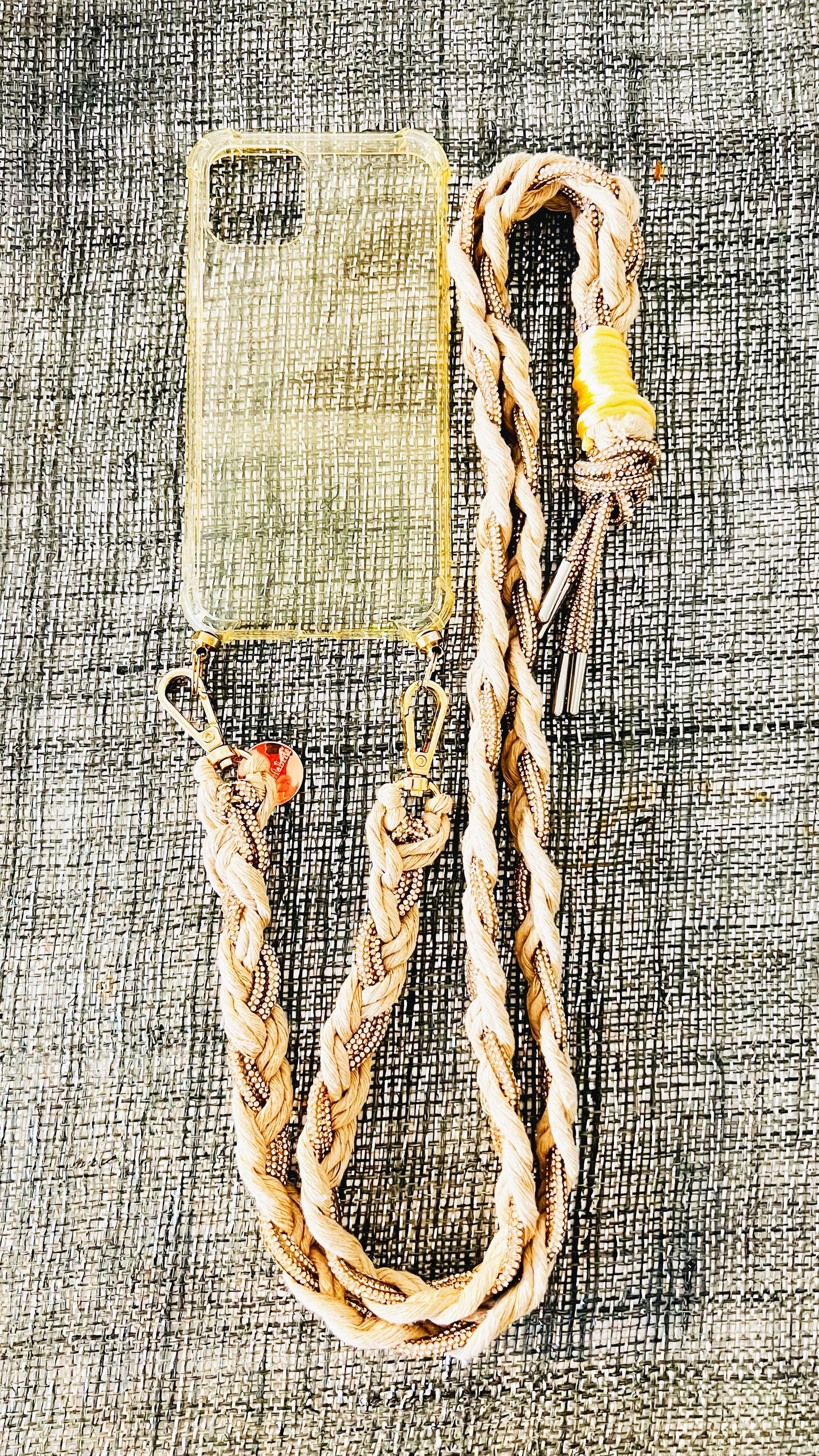 Makramee Glitzernde Handykordeln beige