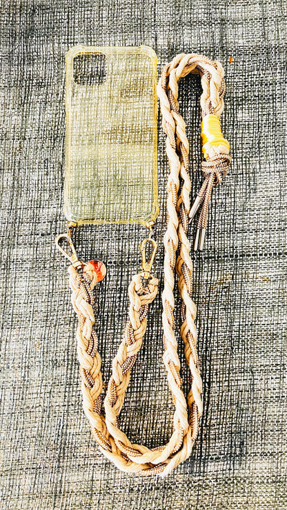 Makramee Glitzernde Handykordeln beige