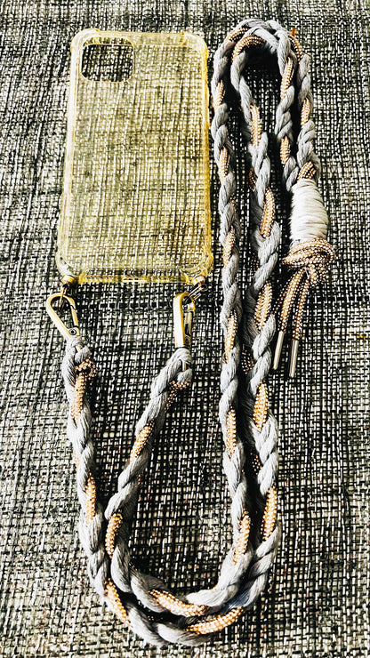 Makramee Glitzernde Handykordeln grau