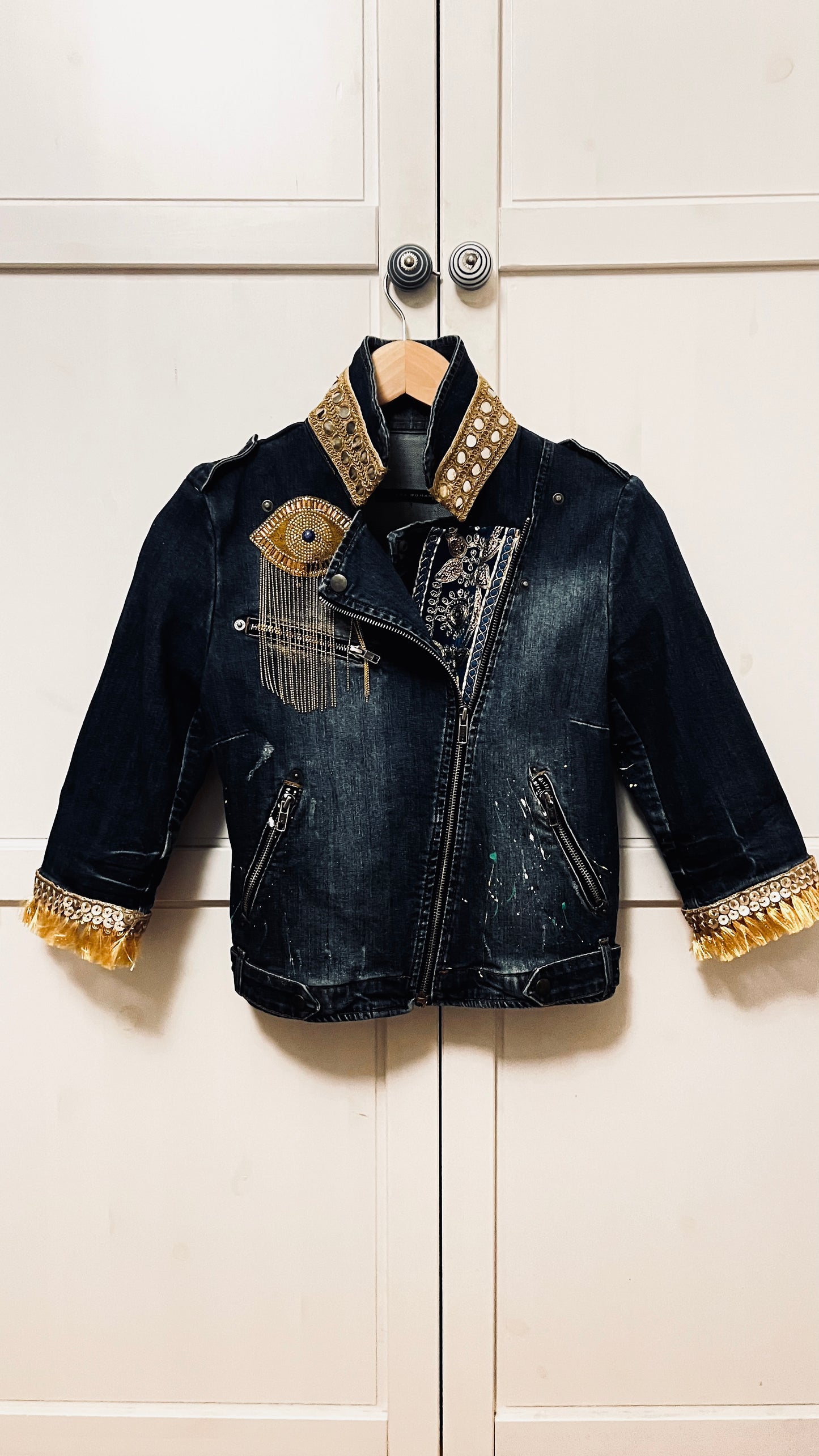 Boho Jeans Jacke kurz