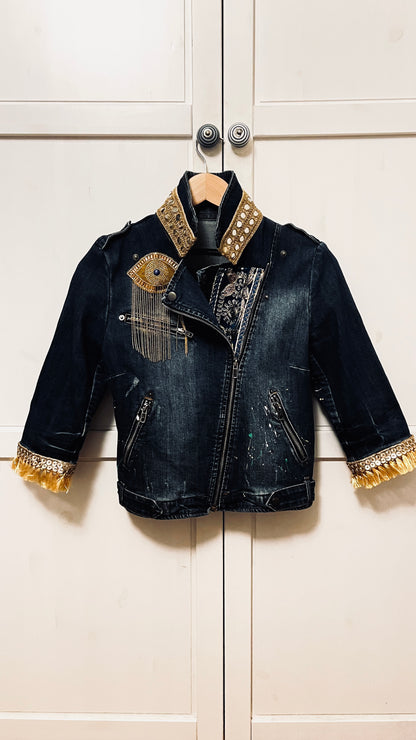 Boho Jeans Jacke kurz