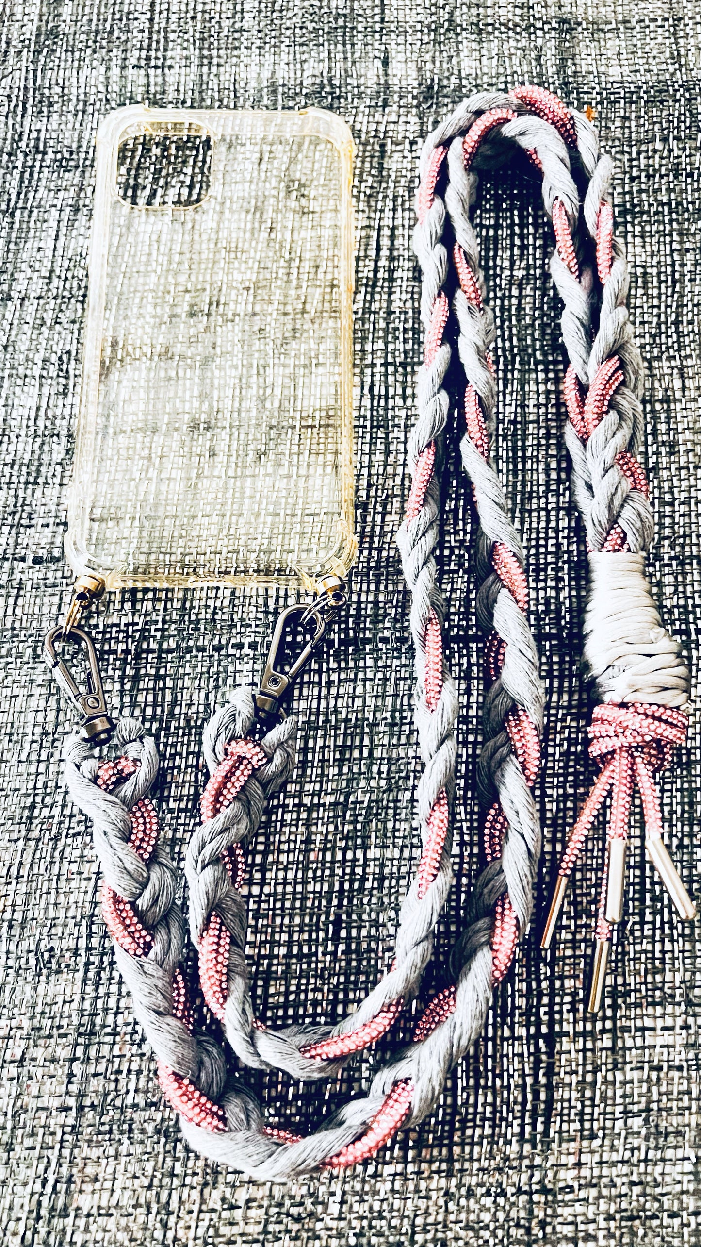 Makramee Glitzernde Handykordeln rosa