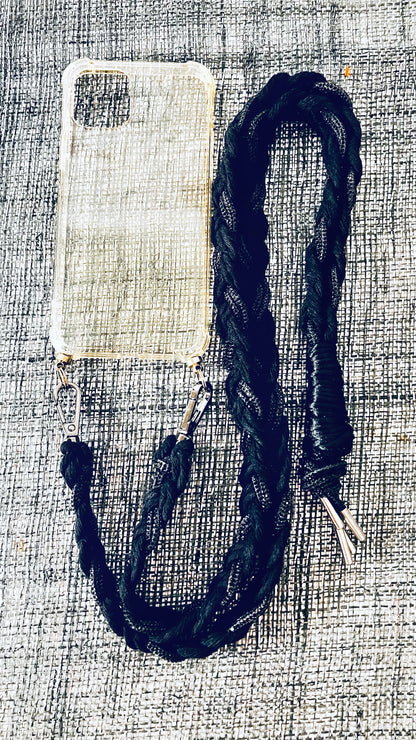 Makramee Glitzernde Handykordeln schwarz