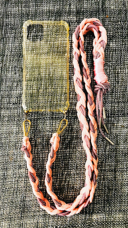 Makramee Glitzernde Handykordeln rosa