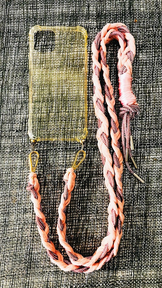 Makramee Glitzernde Handykordeln rosa