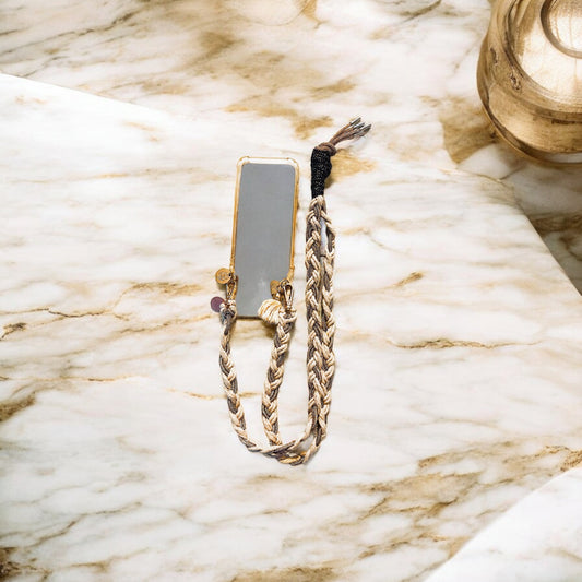 Makramee Glitzernde Handykordeln beige