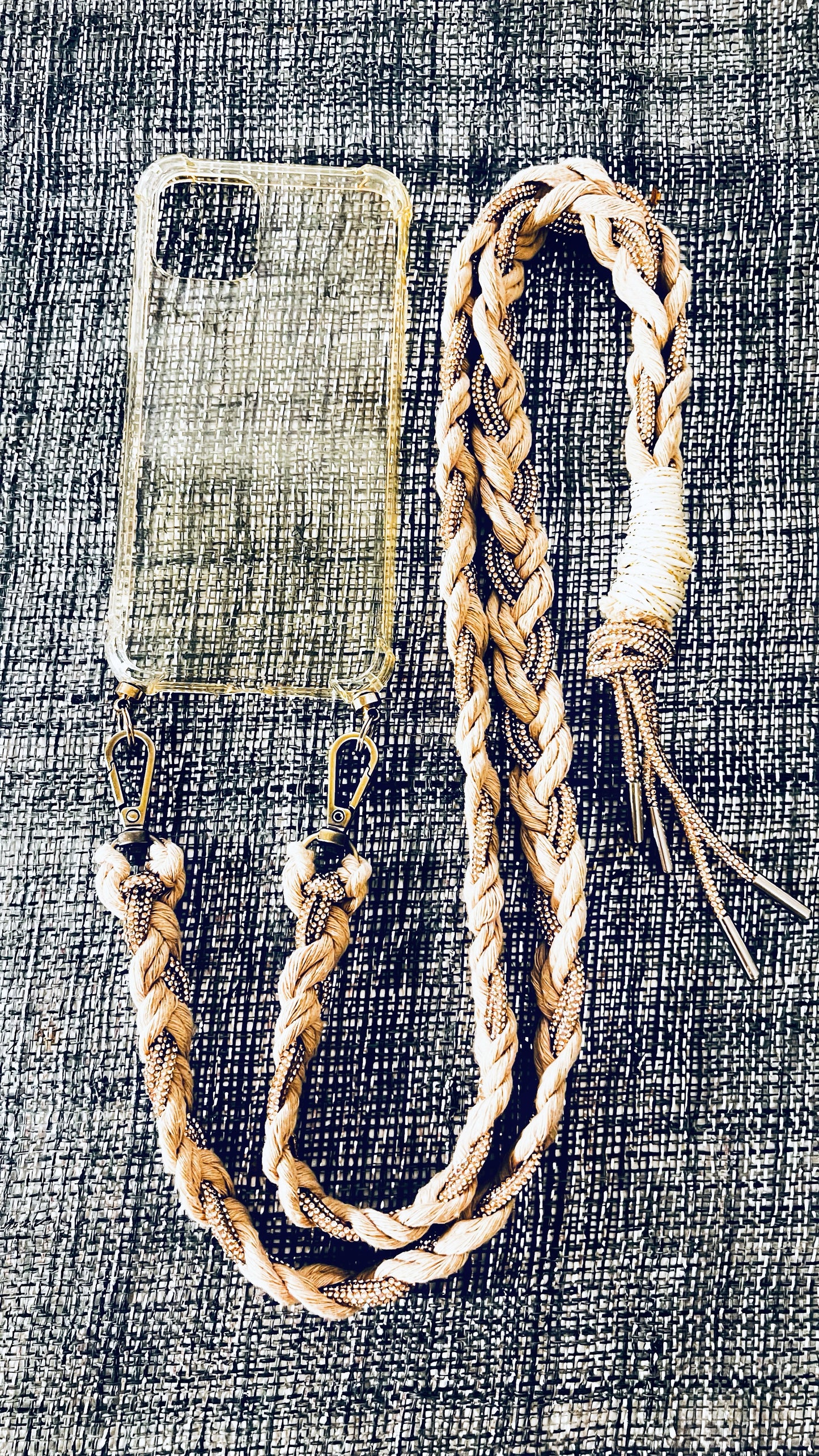 Makramee Glitzernde Handykordeln beige