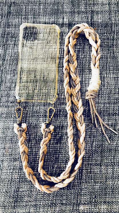 Makramee Glitzernde Handykordeln beige