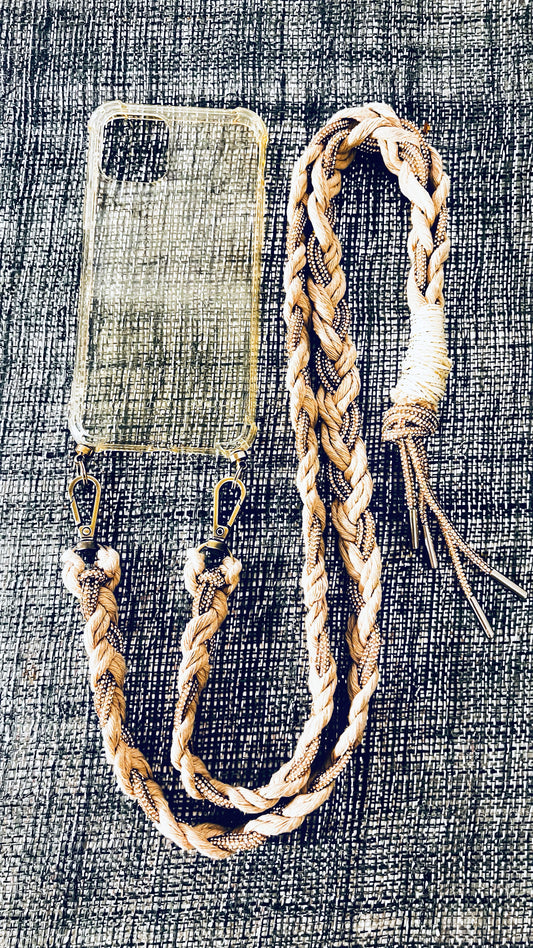 Makramee Glitzernde Handykordeln beige