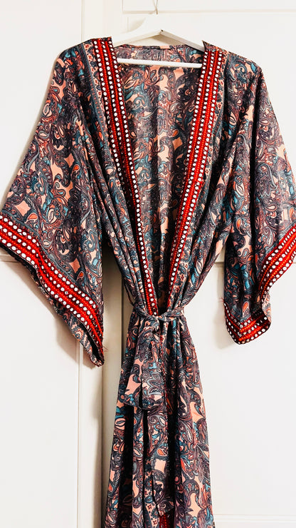 Kimono mit Borten lang
