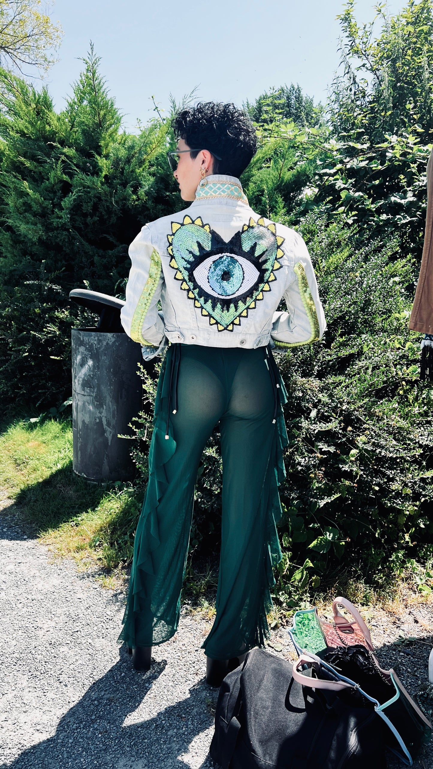 Boho Jeans Jacke kurz