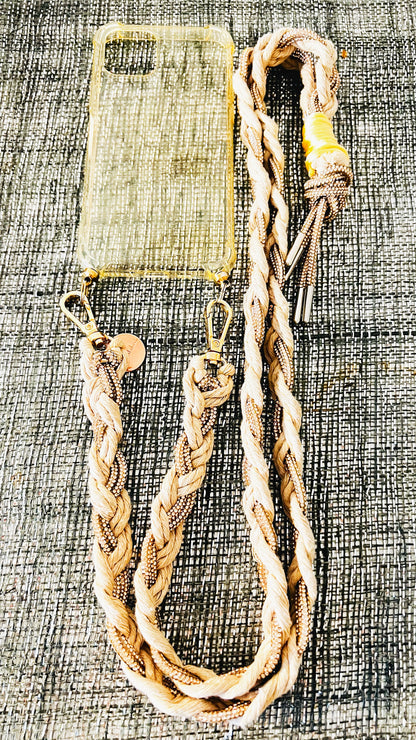 Makramee Glitzernde Handykordeln beige