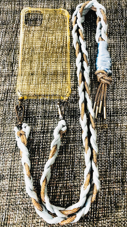 Makramee Glitzernde Handykordeln baby-blau