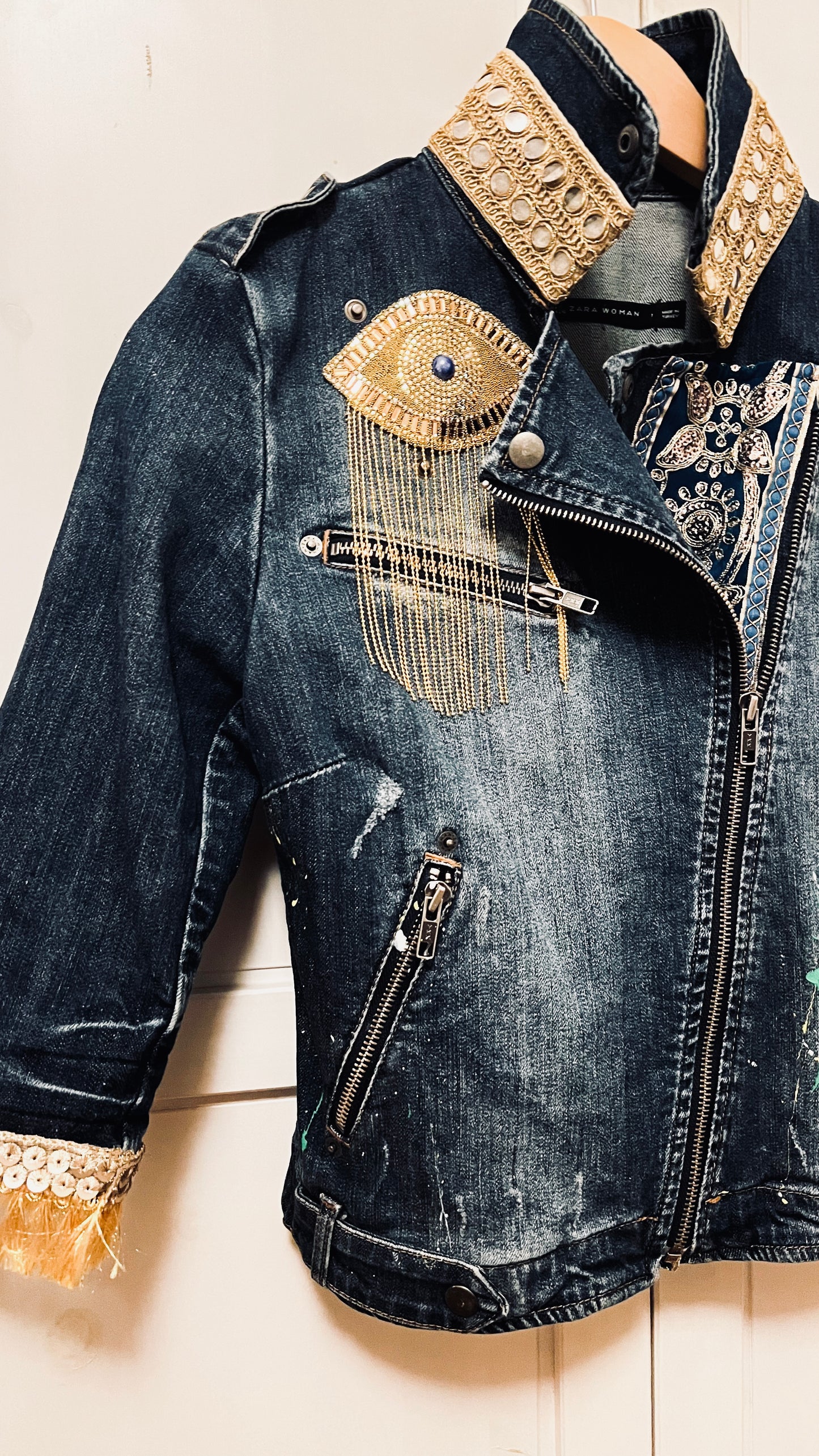 Boho Jeans Jacke kurz
