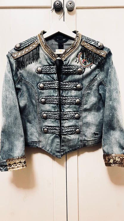 Boho Jeans Jacke kurz