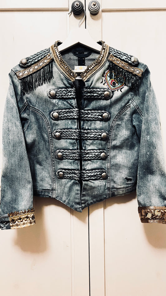 Boho Jeans Jacke kurz