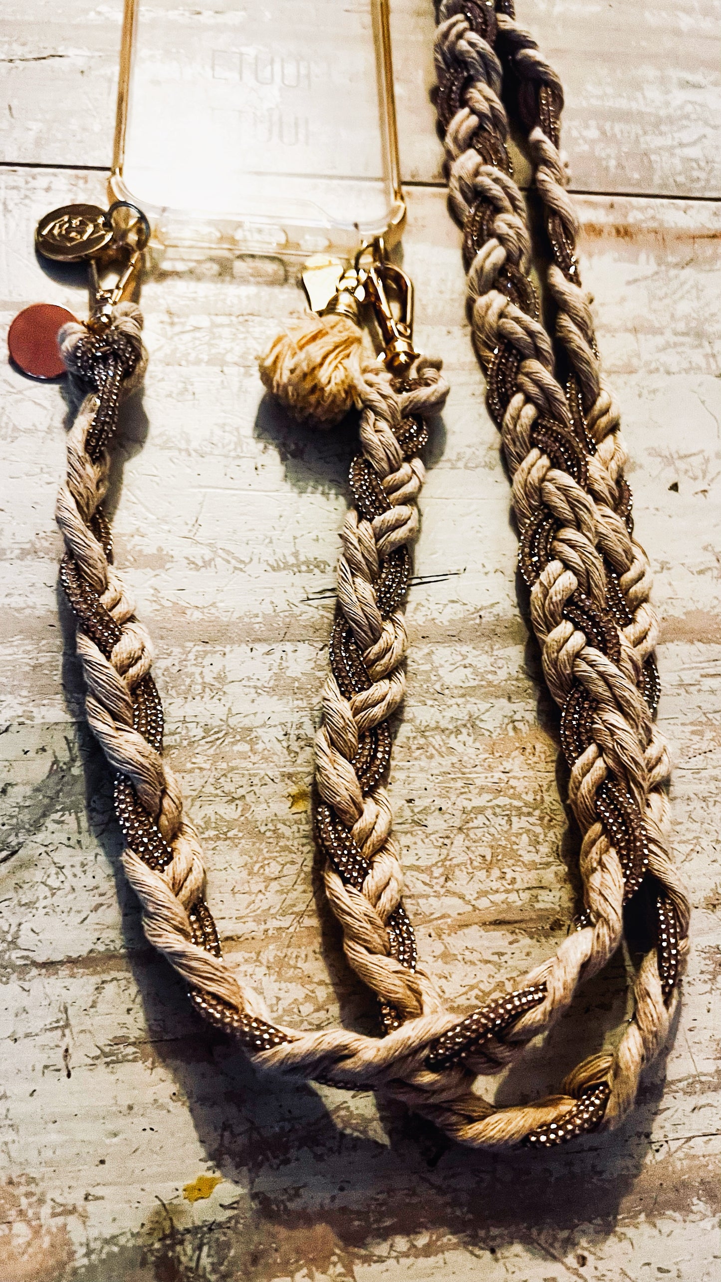 Makramee Glitzernde Handykordeln beige