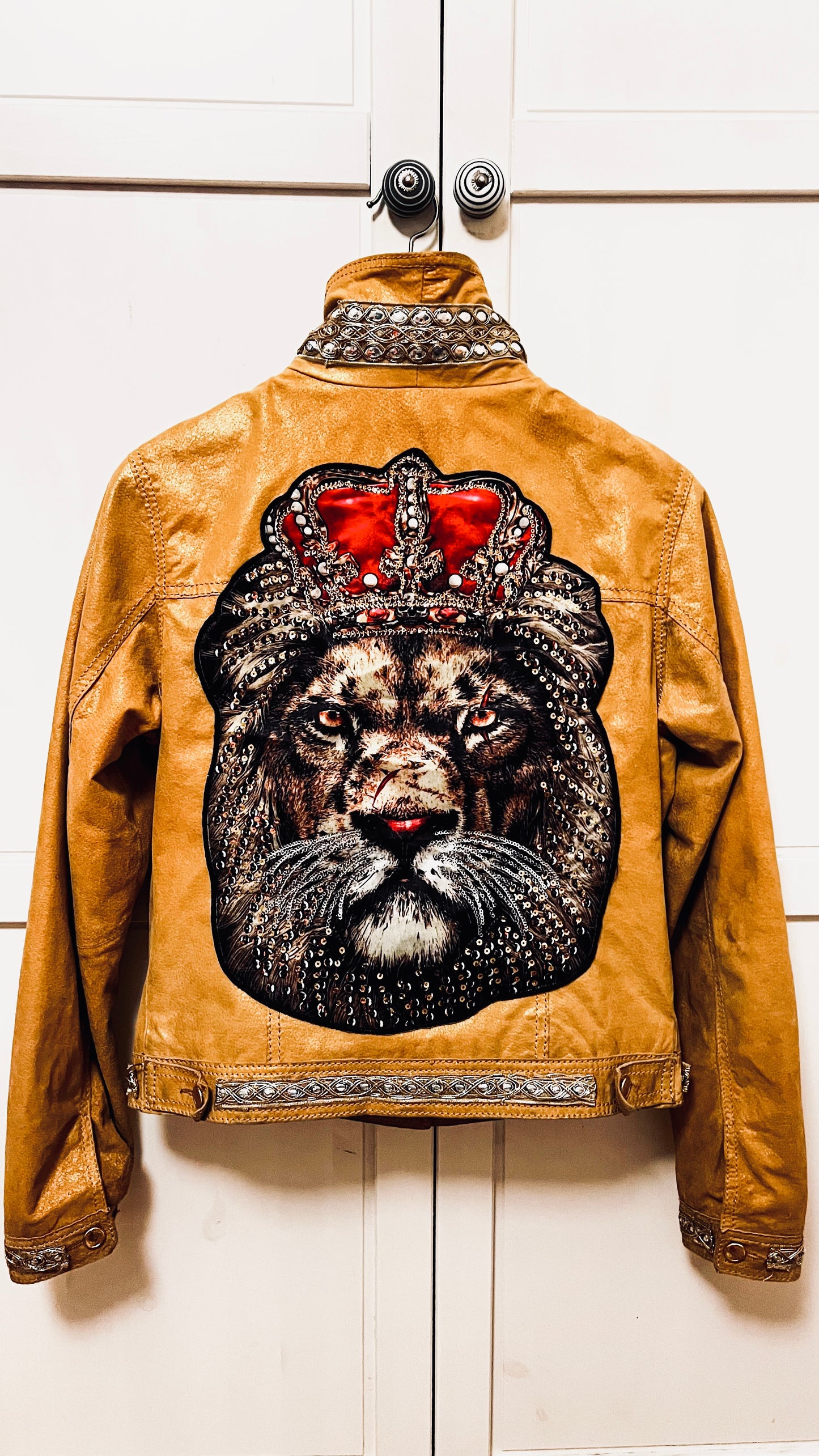 Leder Boho Jeans Jacke