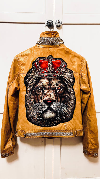 Leder Boho Jeans Jacke