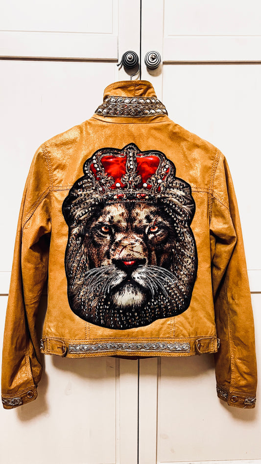 Leder Boho Jeans Jacke