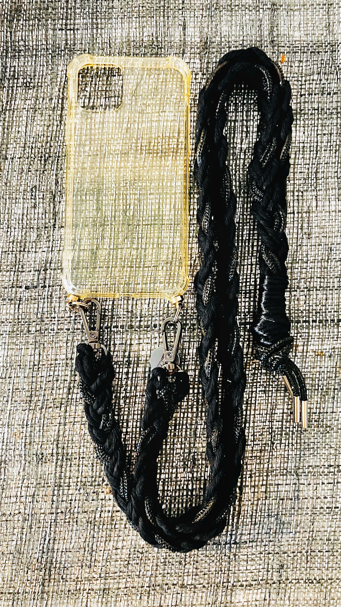 Makramee Glitzernde Handykordeln schwarz