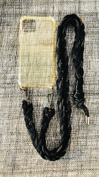 Makramee Glitzernde Handykordeln schwarz