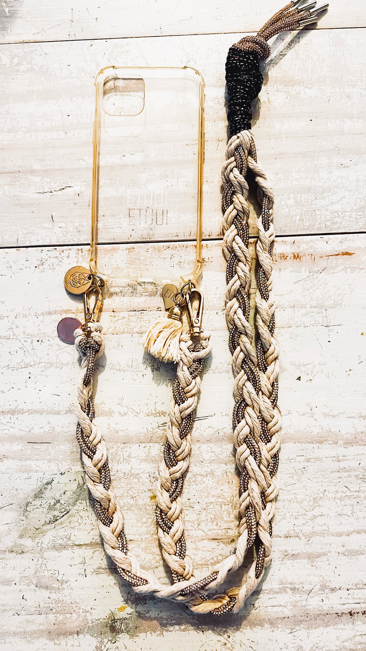 Makramee Glitzernde Handykordeln beige