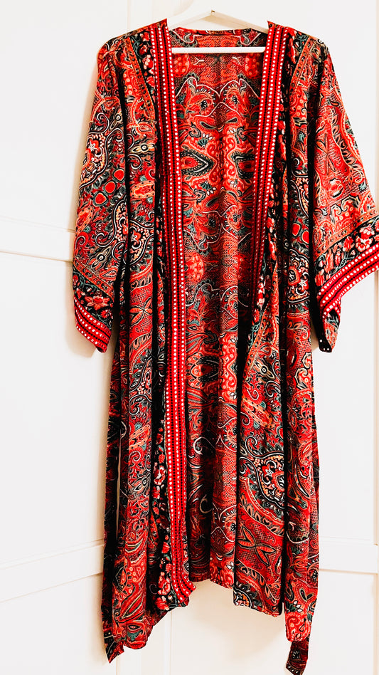 Kimono mit Borten lang