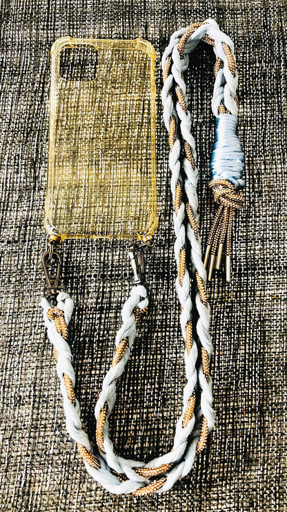 Makramee Glitzernde Handykordeln baby-blau