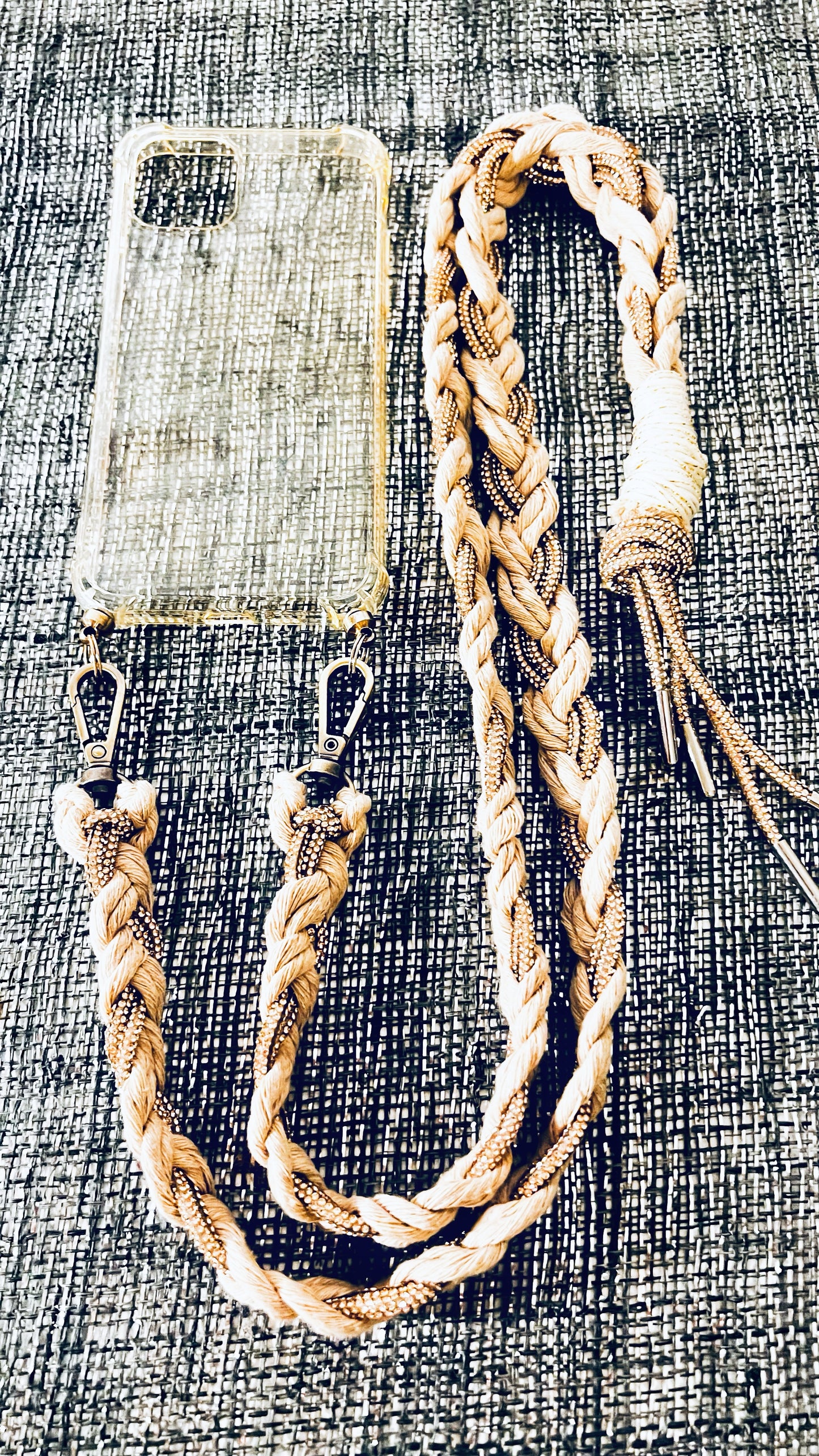 Makramee Glitzernde Handykordeln beige