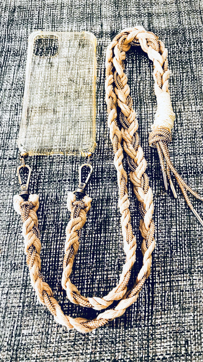 Makramee Glitzernde Handykordeln beige