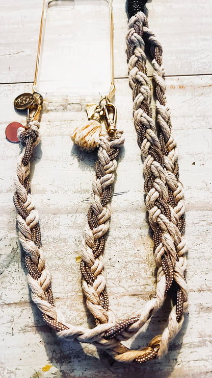 Makramee Glitzernde Handykordeln beige