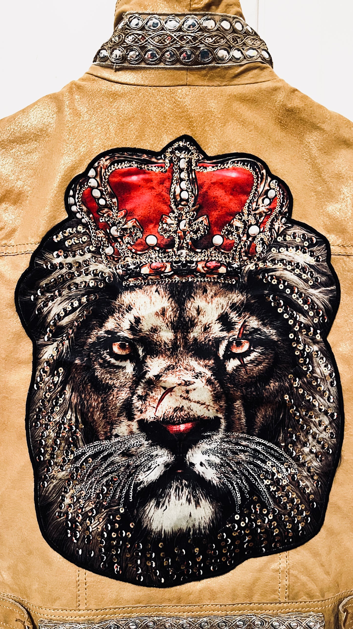 Leder Boho Jeans Jacke