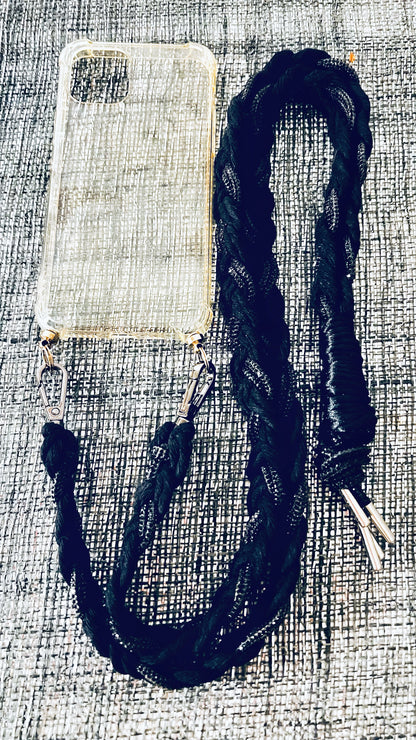 Makramee Glitzernde Handykordeln schwarz