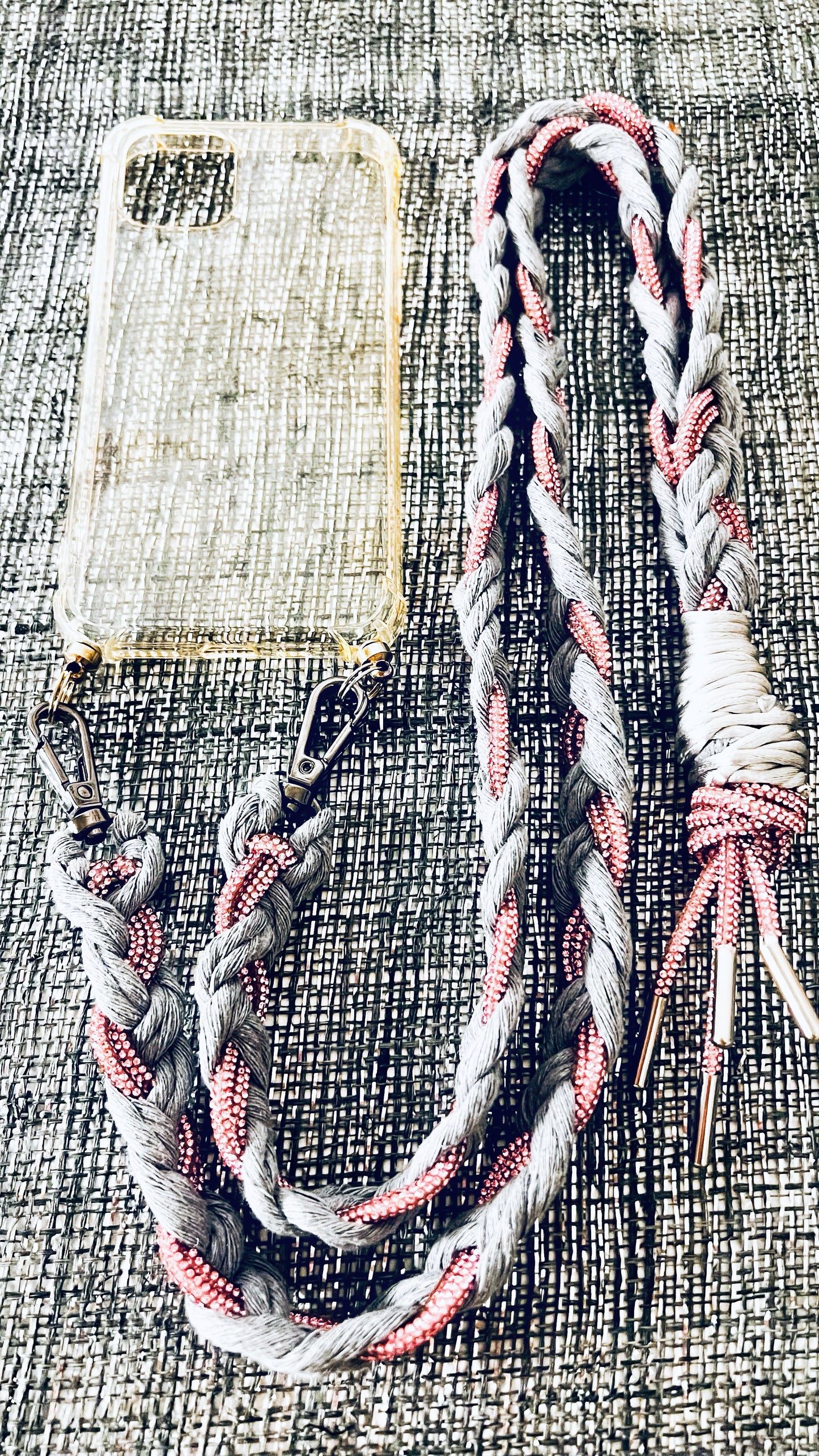 Makramee Glitzernde Handykordeln rosa