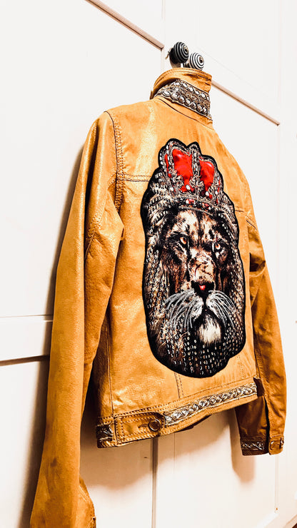 Leder Boho Jeans Jacke