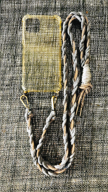 Makramee Glitzernde Handykordeln grau