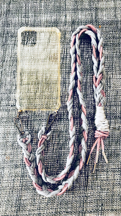 Makramee Glitzernde Handykordeln rosa