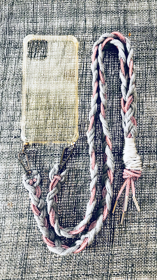 Makramee Glitzernde Handykordeln rosa