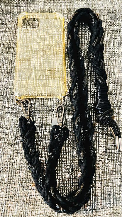 Makramee Glitzernde Handykordeln schwarz