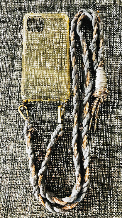 Makramee Glitzernde Handykordeln grau
